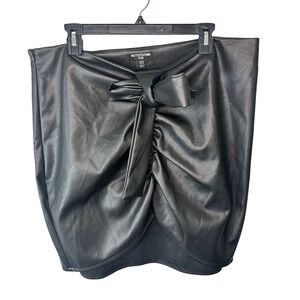 PrettyLittleThing Plus Size US 16 Faux Leather Scrunch Tie Skirt